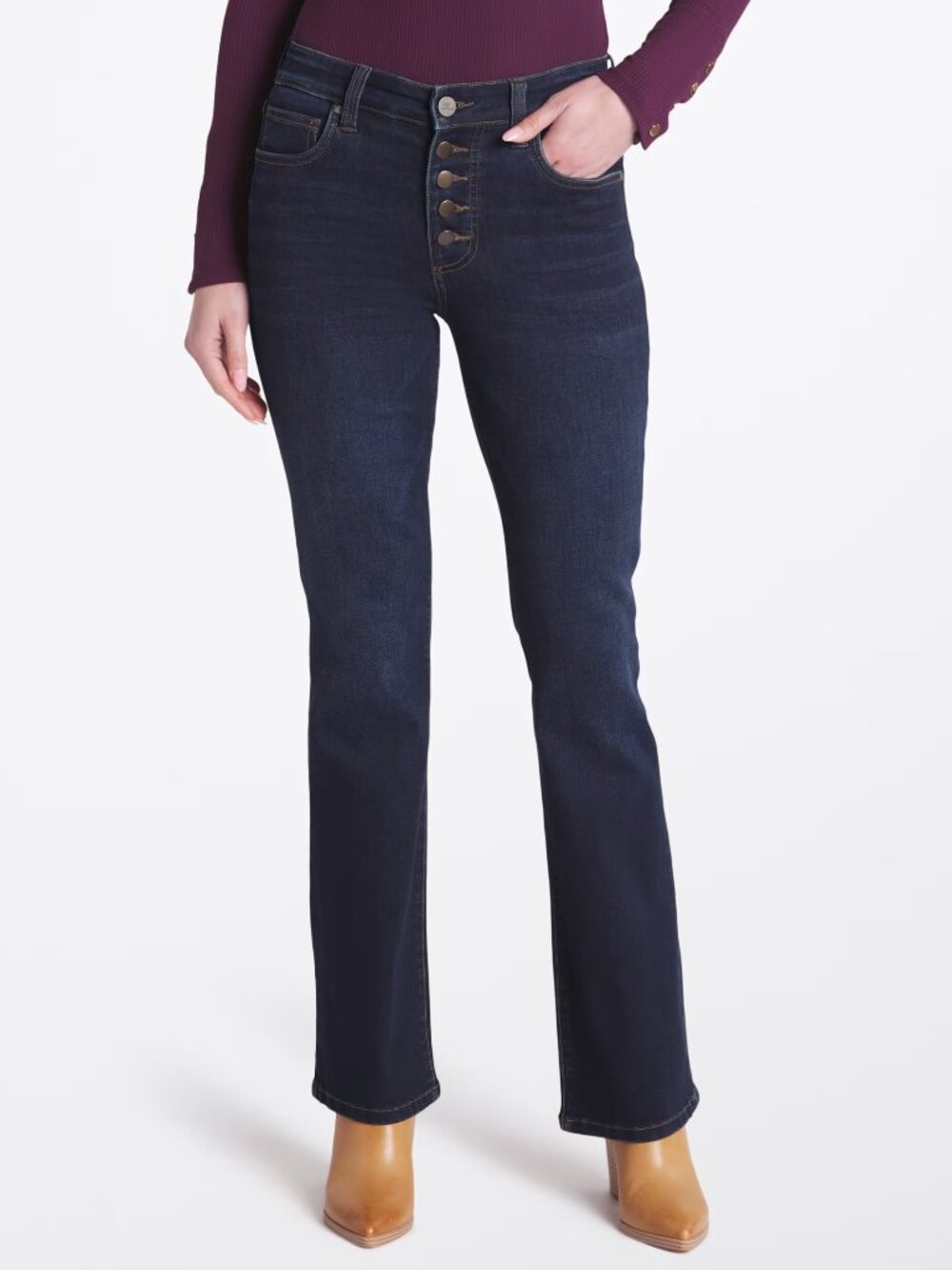 Kut From The Kloth Natalie Bootcut Button Fly Jeans Dark Wash High Rise Size 10